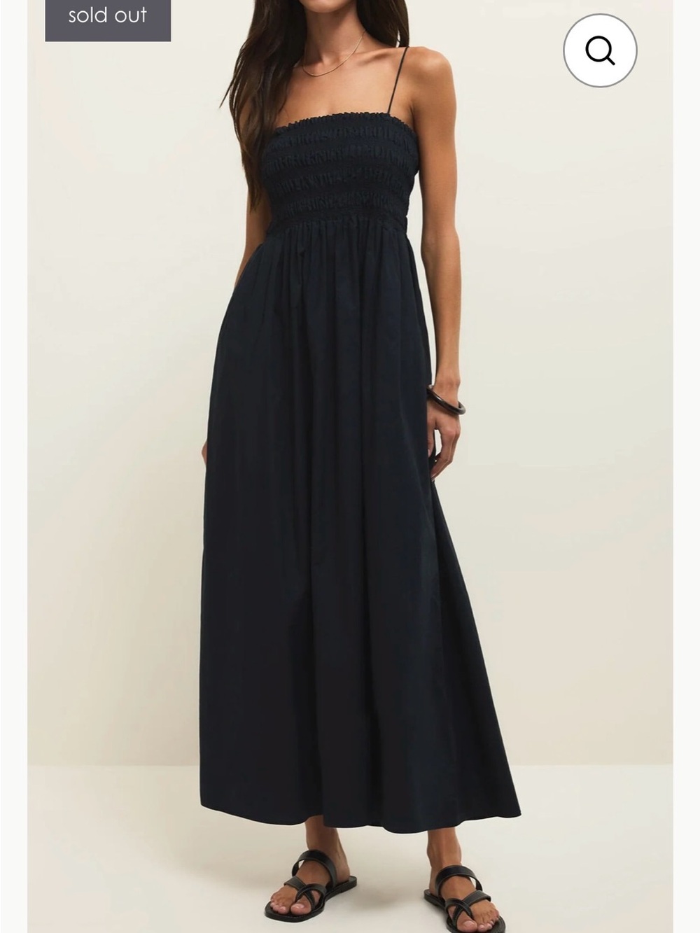 Z Supply Black Smocked Strap Maxi Dress